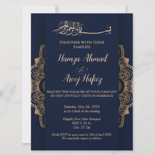 Elegante blaue und goldene islamische muslimische  einladung