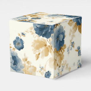 Elegante blaue und goldene Rose Geschenkschachtel