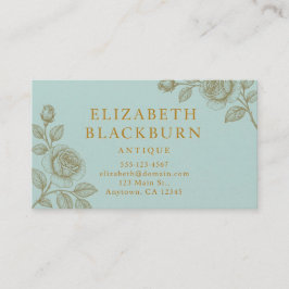 Elegante blaue und goldene Rosen-Visitenkarte Visitenkarte