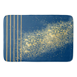 Elegante blaue und goldene Streifen Bath Mat Badematte