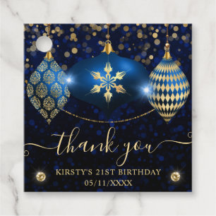 Elegante blaue und goldene Weihnachtskugeln zum Ge Geschenkanhänger