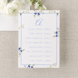 Elegante blaue und graue Hochzeitssitzordnungskart Tischnummer