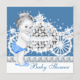 Elegante blaue und graue Prinzen-Baby-Party Einladung
