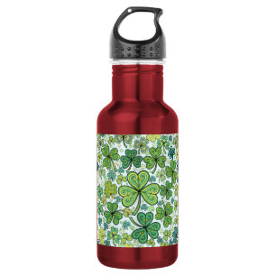 Elegante blaue und grüne Shamrock-Kleeblatt-Sportf Edelstahlflasche