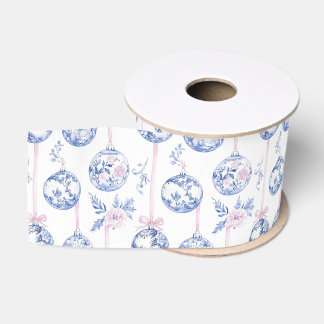 Elegante blaue und rosa Toile-Weihnachtsbaumschmuc Ripsband