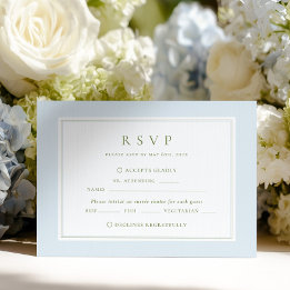Elegante Blaue und Salbei-Hochzeit RSVP Karte