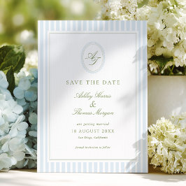 Elegante Blaue und Salbei-Hochzeit Save The Date
