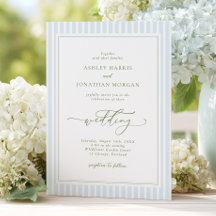Elegante blaue und salbeigrüne gestreifte Hochzeit