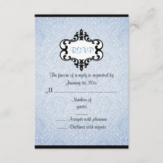 Elegante, blaue und schwarz-schicke Damaskus-RSVP- RSVP Karte