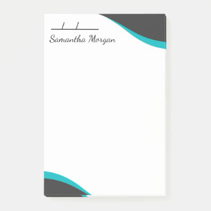 Elegante blaue und schwarze anpassbare Wellen Post-it Klebezettel