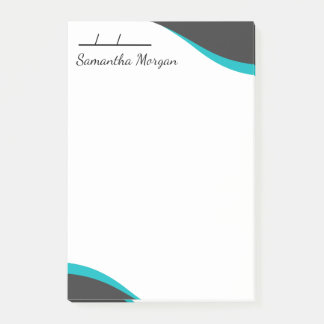 Elegante blaue und schwarze anpassbare Wellen Post-it Klebezettel