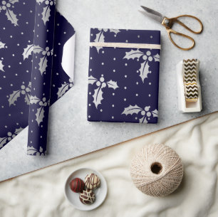 Elegante blaue und silberne Folien-Weihnachtstechn Geschenkpapier