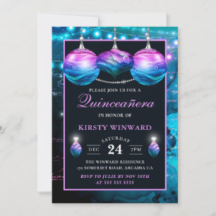 Elegante blaue und violette Meerjungfrau-Baubles Q Einladung