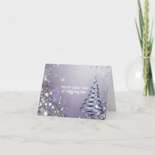 Elegante Blaue und Violette Weihnachtsbaumkarte fü Karte