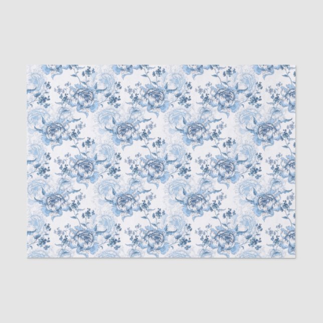 Elegante blaue und weiße Gravitation Seidenpapier (Vorderseite)
