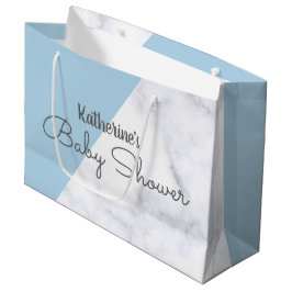 Elegante blaue und weiße MarmorPastellBabyparty Große Geschenktüte