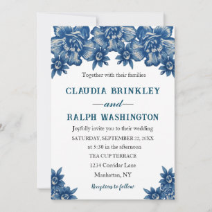 Elegante blaue und weiße Toile De Jouy Einladung