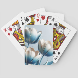 Elegante blaue und weiße Tulpen Spielkarten