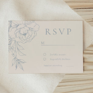 Elegante blaue Vintage-Blumenhochzeit  RSVP Karte