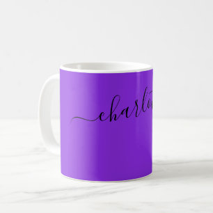 Elegante Blaue Violette Farbe Moderner Name Person Kaffeetasse