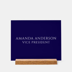 Elegante blaue Vizepräsident Titel Namensschild Acrylschild