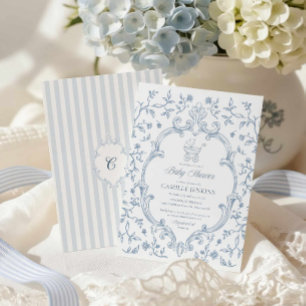 Elegante Blaue Wappen-Baby-Shower-Einladung Einladung