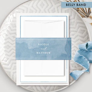 Elegante blaue Wasserfarbe, Hochzeit Einladungsbanderole