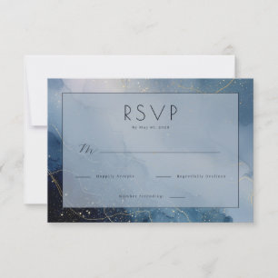 Elegante Blaue Wasserfarbe-RSVP RSVP Karte