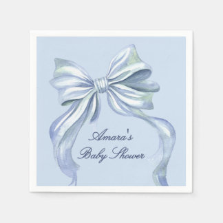 Elegante Blaue Wasserfarbe Schleife Jungen-Baby-Pa Serviette