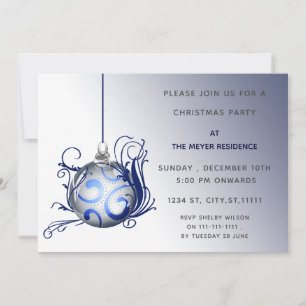 elegante blaue Weihnachtsfeier-Einladung Einladung