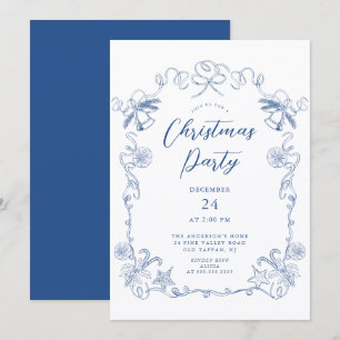 Elegante Blaue Weihnachtsfeier-Einladung Einladung