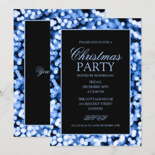 Elegante blaue Weihnachtsschnur beleuchtet Einladung