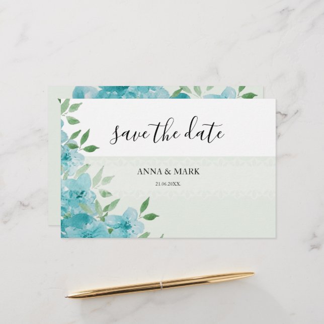 Elegante blaue Wildblumen Briefpapier (Vorderseite/Rückseite Beispiel)