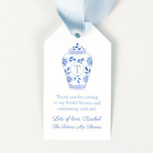 Elegante blaue Zukunft Mrs Monogram Brautparty Geschenkanhänger