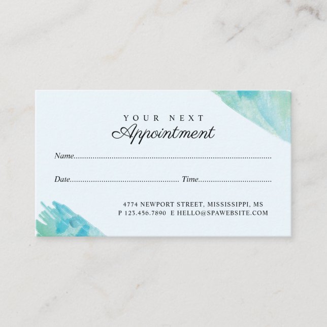 Elegante Blauen und Aqua Terminkarte (Vorderseite)