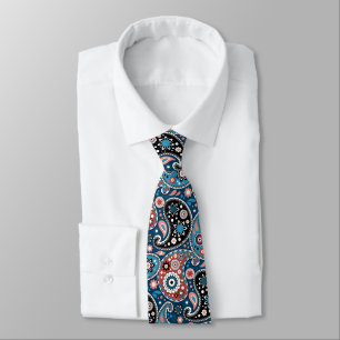 Elegante Blauer und Roter Perser Paisley Print Krawatte