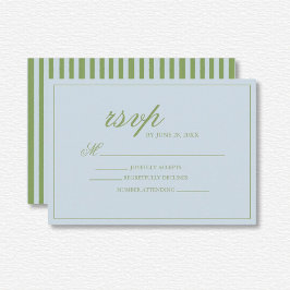 Elegante blaugrüne Streifenhochzeit RSVP Karte