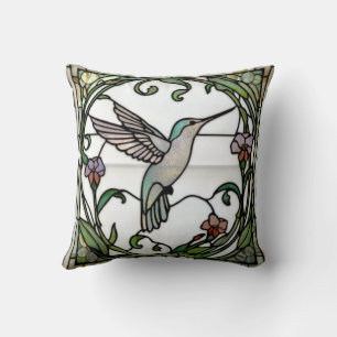 Elegante Bleiglas Kunst Nouveau Kolibri Kissen