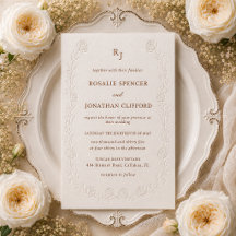 Elegante Blind Floral Letterpress Hochzeit