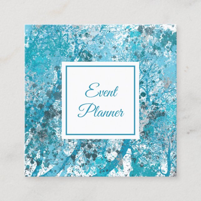 Elegante Blue Abstrakt Square Business Card Quadratische Visitenkarte (Vorderseite)