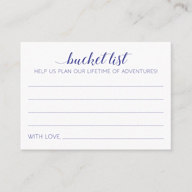 Elegante Blue Advice Cards für Hochzeitseimer Hinweiskarte (Vorderseite)