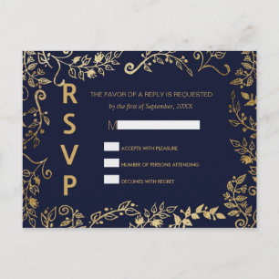 Elegante Blue and Gold Floral UAWG Postkarten