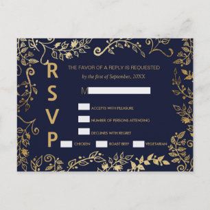 Elegante Blue and Gold Floral UAWG Postkarten