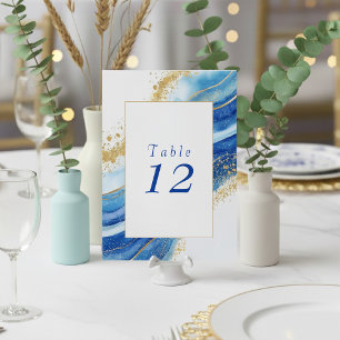 Elegante Blue and Gold Tischnummer Card