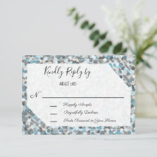 Elegante Blue and Gray Abstrakt Stone Response Car RSVP Karte