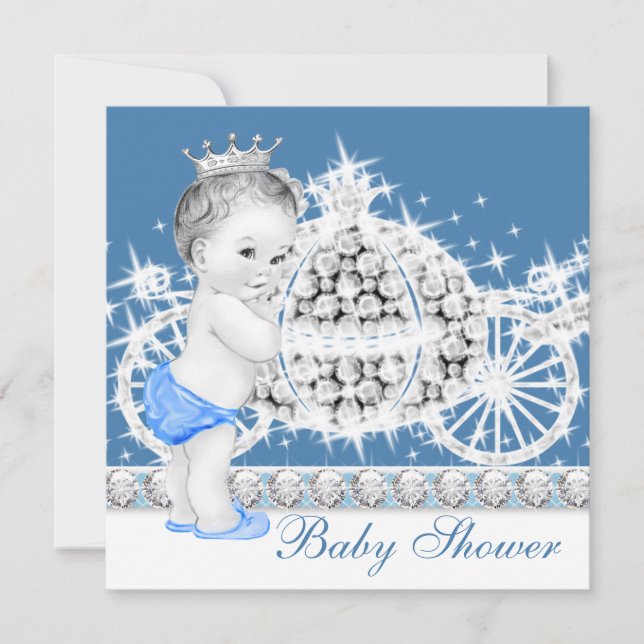 Elegante Blue and Gray Prince Baby Dusche Einladung (Vorderseite)