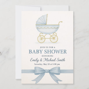 Elegante Blue Baby Shower Einladung Vorlage