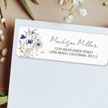 Elegante Blue Blume Bouquet Rücksendeadresse