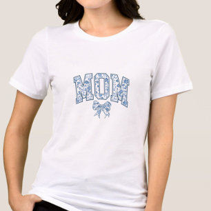 Elegante Blue Bow Chinoiserie Mama Tri-Blend Shirt