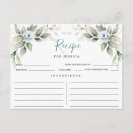 Elegante Blue Brautparty Rezept Card Postkarte